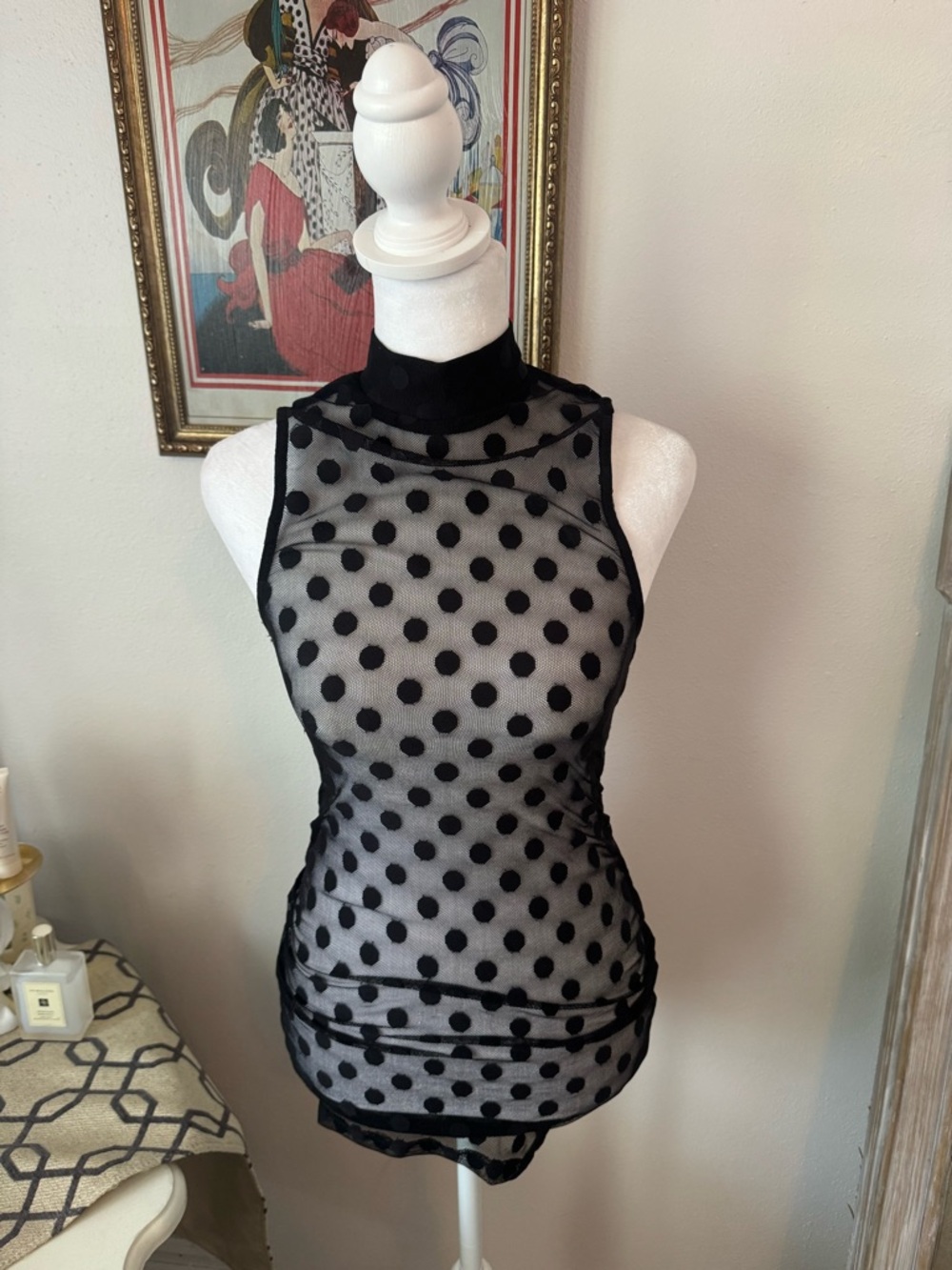 Superdown Sheer Black Polka Dot Mesh Bodycon Dress